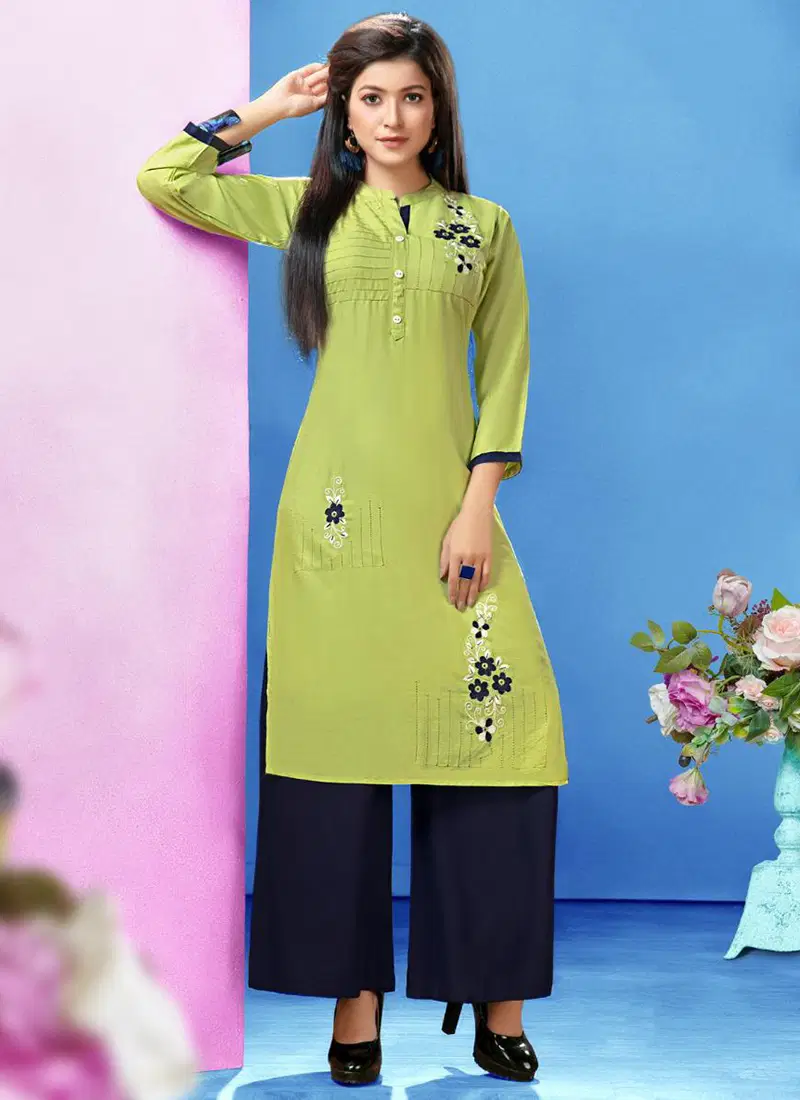 Hayat Latest Designer Rayon Top Hand Work Plazo Kurti Collection 001-008